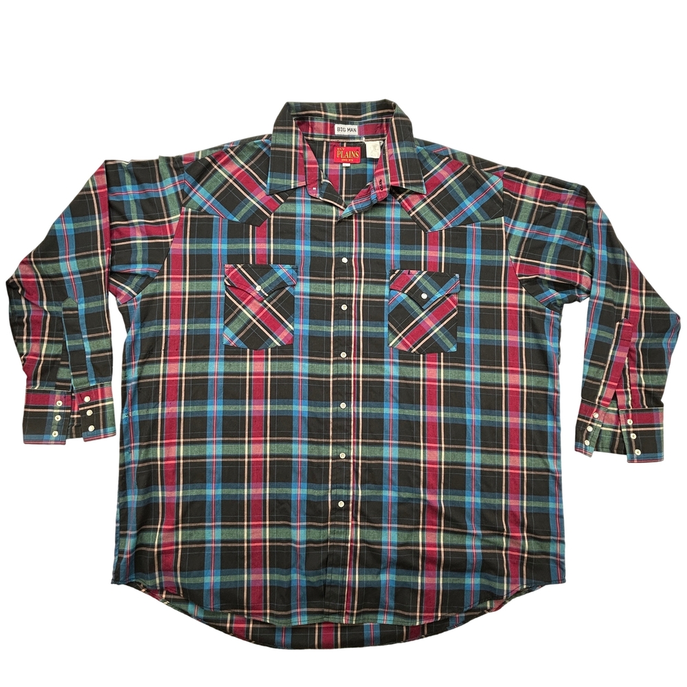 Ely Plains Shirt Mens 2XL Western Plaid Pearl Snap Cowboy Rodeo Big Man